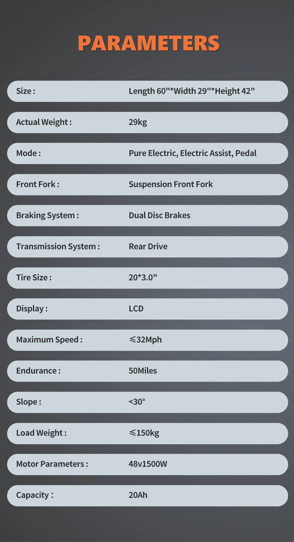 Kickwey LD20 1500W Fat Tire E-Bike
